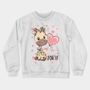 Сute cartoon giraffe with balloon & hearts love you Crewneck Sweatshirt
